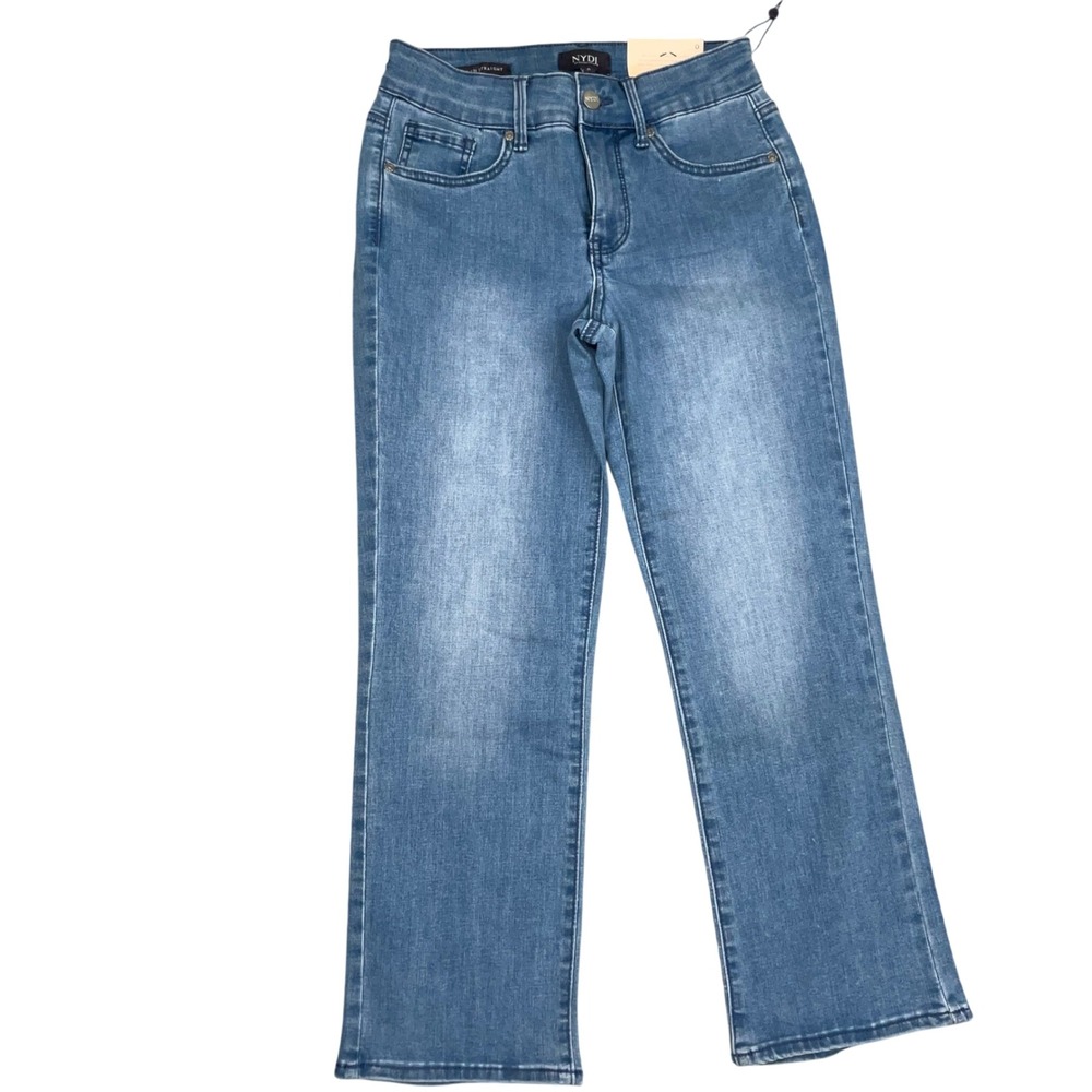 NYDJ Jeans Womens 9 Light Blue Marilyn Straight Cool Embrace Stretch Denim NWT